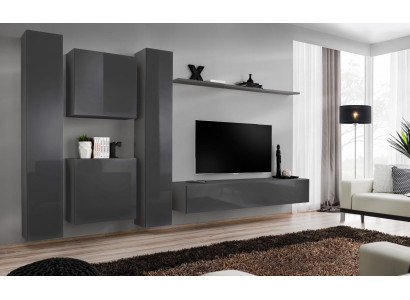 Návrhářská stěnová jednotka šedá Luxus kompletní set nábytku do obývacího pokoje Sideboard Möbel.
