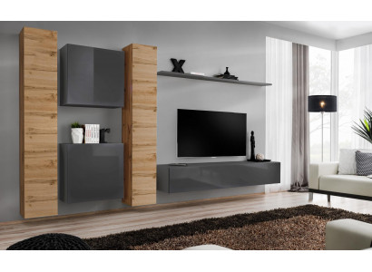 Designer Wohnwand Regály ze dřeva v obývacím pokoji Luxusní dřevěný nábytek Moderní styl