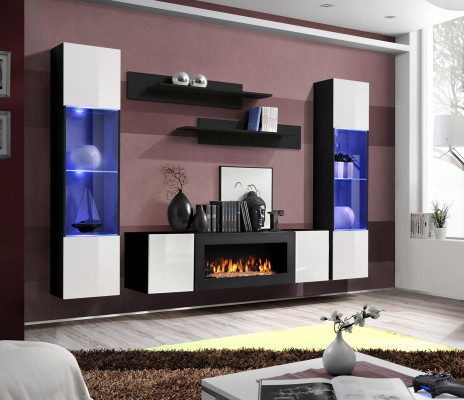 Luxus Wohnwand Wohnzimmer Modern Designer Hänge Vitrine Sideboard Einrichtung