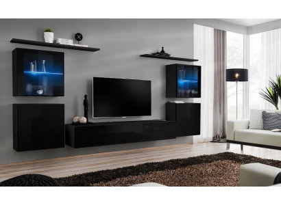 Černá stěnová obývací stěna Luxus nábytek do obývacího pokoje, nový designérský kompletní skříň