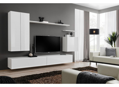 Bílá stěnová jednotka Design Luxus obývacího pokoje Nový televizní stolek.