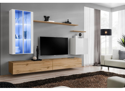 Dřevěný TV stojan stěnová skříň obývací pokoj nábytek Kompletní set Styl Designér