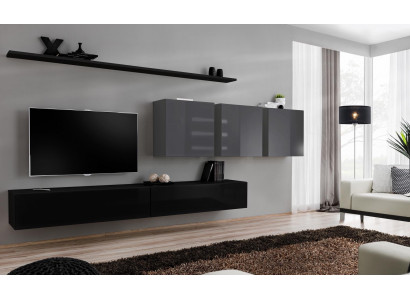 Designová stěnová jednotka s TV stojanem 3x skříně na zeď TV stojan střední TV stojan zařízení 7 dílné