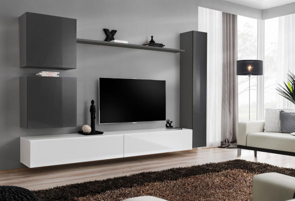 Šedý šatník z dřevěného nábytku Moderní skříň skříň nový