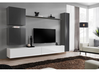 Šedý šatník z dřevěného nábytku Moderní skříň skříň nový