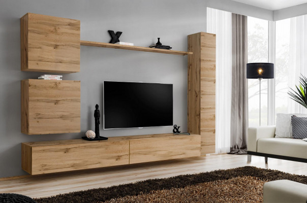 Stěnná skříň Moderní obývací stěna Hnědý Nábytek z masivu Nábytek do obývacího pokoje Designér