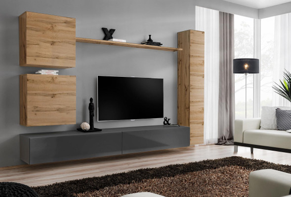 Návrhář nábytku Braun 3x závěsná skříň Dřevěný luxusní set TV stojan