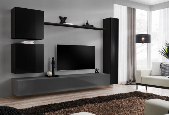 Skříň na stěnu Nábytek do obývacího pokoje Sada nábytku pro obývací pokoj 6 kusů Designérská stěna Regál Sideboard