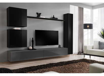Skříň na stěnu Nábytek do obývacího pokoje Sada nábytku pro obývací pokoj 6 kusů Designérská stěna Regál Sideboard