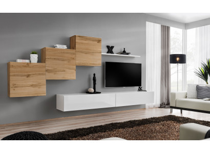 Luxus sada 6 kusů nábytkové stěny, policový systém, regál na stěnu, designový obývací pokoj.