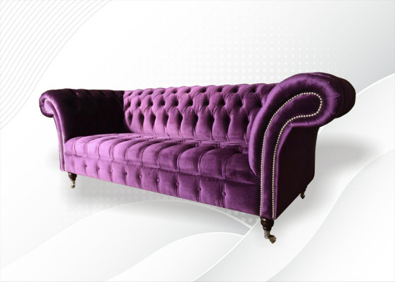 Chesterfield 3místná Violett látková designová pohovka tapicírovaná sedačka nová textilní.