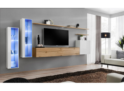 Moderní stěnová jednotka luxusní dřevo policové regály obývací pokoj nábytek designérské vybavení