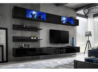 Obývací nábytek set Obývací stojan na TV Skříň na zeď 6dílná Obývací stěna Vybavení