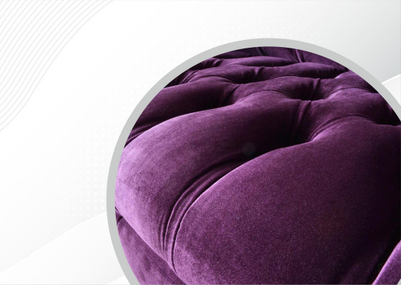 Chesterfield 3místná Violett látková designová pohovka tapicírovaná sedačka nová textilní.