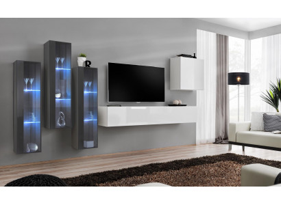 Nábytek do obývacího pokoje - sada skříní, designové sideboard, polička na stěnu, visací vitrína.