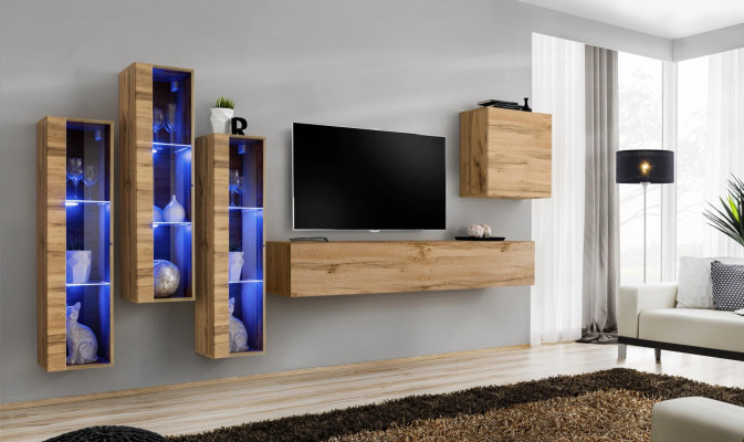 Obývací nábytek lesklý povrch obývací zeď TV stojan sada luxusní styl designér