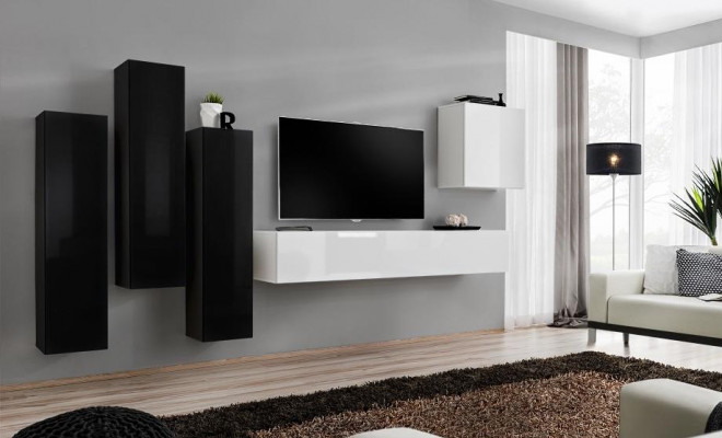Obývací sestava kompletní sada nábytku z dřeva TV stojan - Wohnzimmer Garnitur Wohnwand Komplett Set Lowboard TV-Ständer Holz Möbel