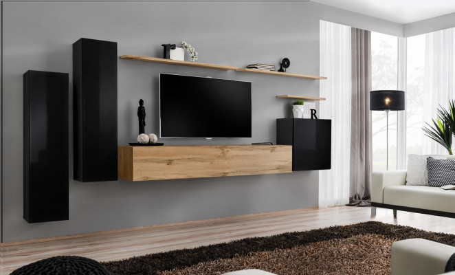 Kompletní 7dílná stěnová skříň obývací stěna obývací pokoj luxusní zařízení moderní nábytek