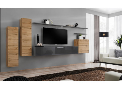 Designer obývací pokoj Kompletní obývací stěna Regály Luxusní stěnná skříň Nová