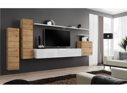 Wohnwand Obývací pokoj Set 7 kusů TV stojan Nový Regál Luxus Modern Design Nábytek