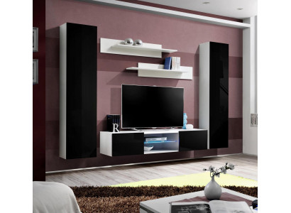Designer obývací pokoj Luxus Wohnwand zavěšená komoda s krbem Moderní design