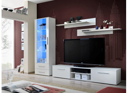 Bílá stěna televizního stojanu vitrína televizního stojanu sideboard moderní zařízení regály