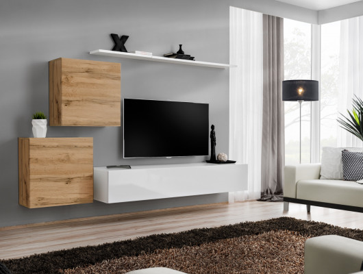 Obývací pokoj set 4ks police Konzolová skříň Stěnná jednotka 2x stěnná skříň Design Nový