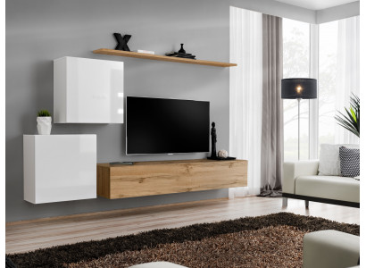 Moderní obývací stěna obývacího pokoje, designový kredenc na TV stojan, 4 dílný, nový.