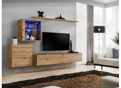 Wohnwand Moderne TV Ständer Wohnzimmer Möbel Design Wand Regale Komplett => Stěna s TV stojanem Moderní nábytek do obývacího pokoje Design Regály na zeď Kompletní