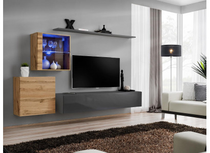 Regál na zeď Kompletní sada Designový obývací pokoj Luxusní nábytek Dřevěný nábytek