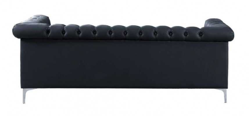 Černý třísedák Chesterfield moderní design pohovka kožená sofa designový nábytek