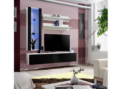 Design Vitrína s policemi stěnový set 4 dílný TV stojan obývací pokoj nábytek