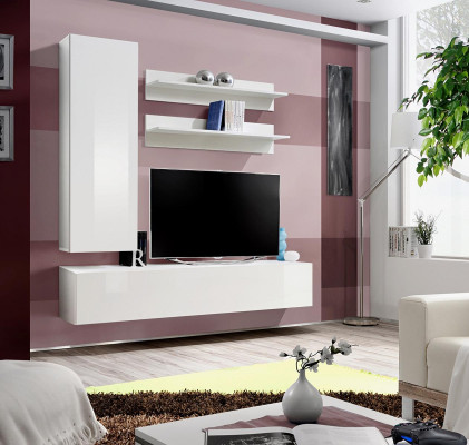 Designer zařízení Bílá obývací stěna Luxusní dřevěný nábytek Kompletní skříň na zeď