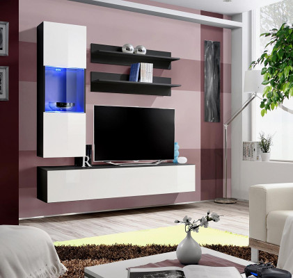 Žijící stěna Set 4 kusy. Kompletní obývací pokoj TV stojan polička Luxus Moderní Nový