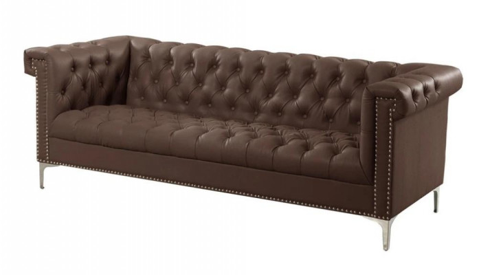 Černý třísedák Chesterfield moderní design pohovka kožená sofa designový nábytek