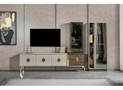 Designer obývací sestava Luxus TV stojan Vitrína Nástěnná skříň 3 kusy