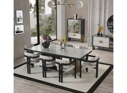 Designer jídelní sestava luxusní sada jídelní stůl 8x židlí nábytek do jídelny
