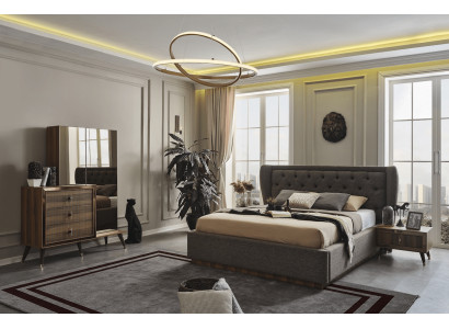 Moderní ložnice set Designérská postel 2x noční stolky Komoda Zrcadlo
