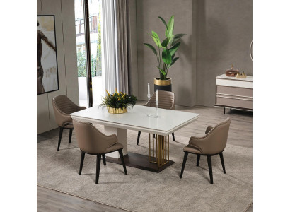 Jídelní nábytek Designér jídelní stůl 4x židle Kompletní sada 5 kusů