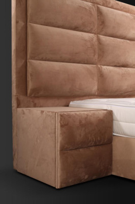 Klassisches Bett Holz braun Schlafzimmermöbel Design elegant Stoff neu-
