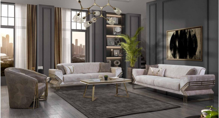 Návrhářská sedací souprava 3+3+1 sedadlo Moderní kompletní sedací souprava Nová