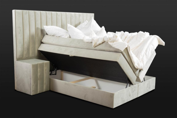 Modernes Taupes Doppelbett 2x Nachttische Schlafzimmer Boxspringbett