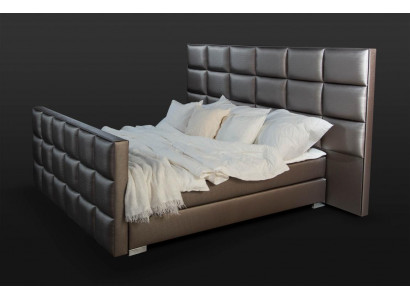 Šedá manželská postel Moderní ložnice postele Elegantní kožené postele Nové