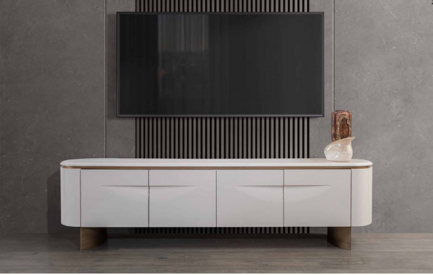 TV stojan stylový RTV Lowboard stěna Sideboard Bílý dřevo Moderní design