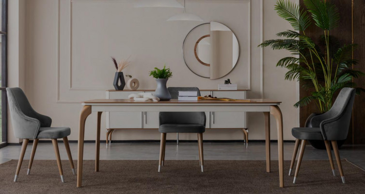 Kompletní sada jídelního stolu 4x židle jídelní sada jídelní skupina dřevěný stůl stoly 5 ks