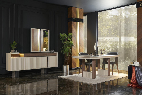 Moderní Beige Luxus Jídelní Stůl Kuchyňský Stůl Obdélníkový Jídelní Stůl Nový