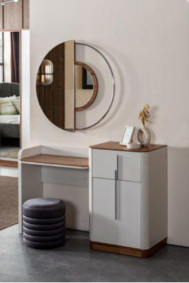 Moderní bílý designový toaletní stůl se zrcadlem Luxusní ložnice nábytek 2 kusy Nový