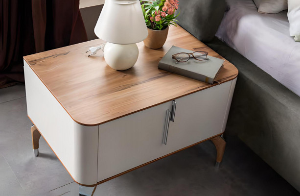 Ložnice luxusní noční stolík Stolík Design Moderní nový Bílý Dřevo