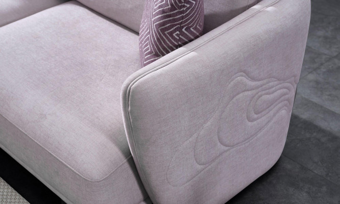 Sofa s rozkládacím ložem Velká obývací krajina Růžové látkové sedačky Moderní sada 7 kusů