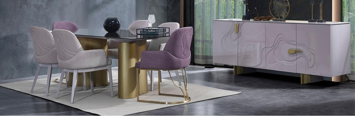 Jídelní nábytková sada Esstisch set jídelna 9dílná růžové dřevo